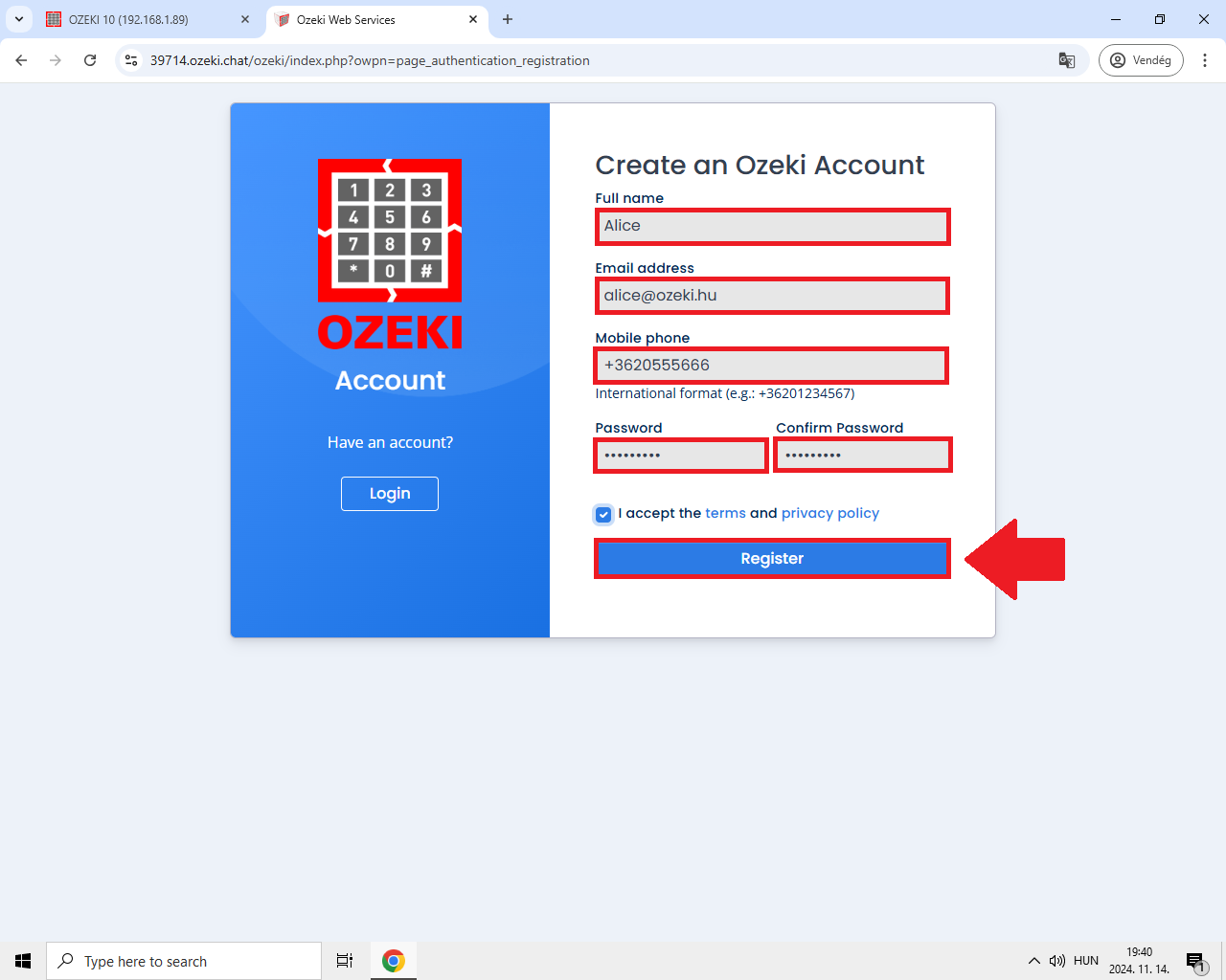 user registration register user