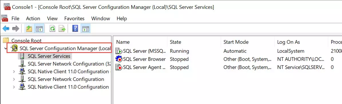sql configuration manager